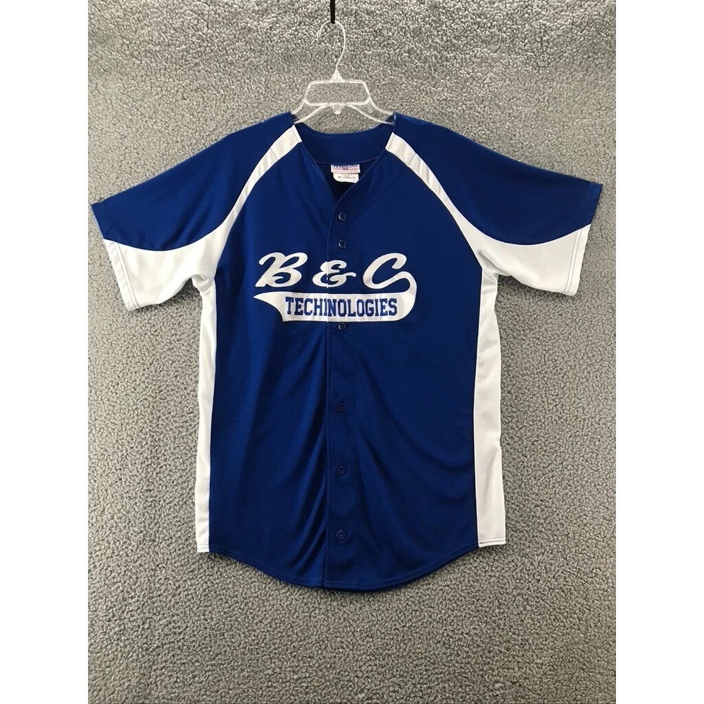 B&C Technologies Mens Baseball Jersey Blue & White Size 42-44